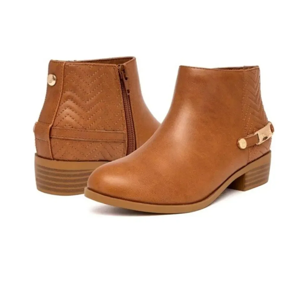 Nautica Kids Girls Ankle Boot With Side Buckle and Zipper Size 5 NEW # Bag CV